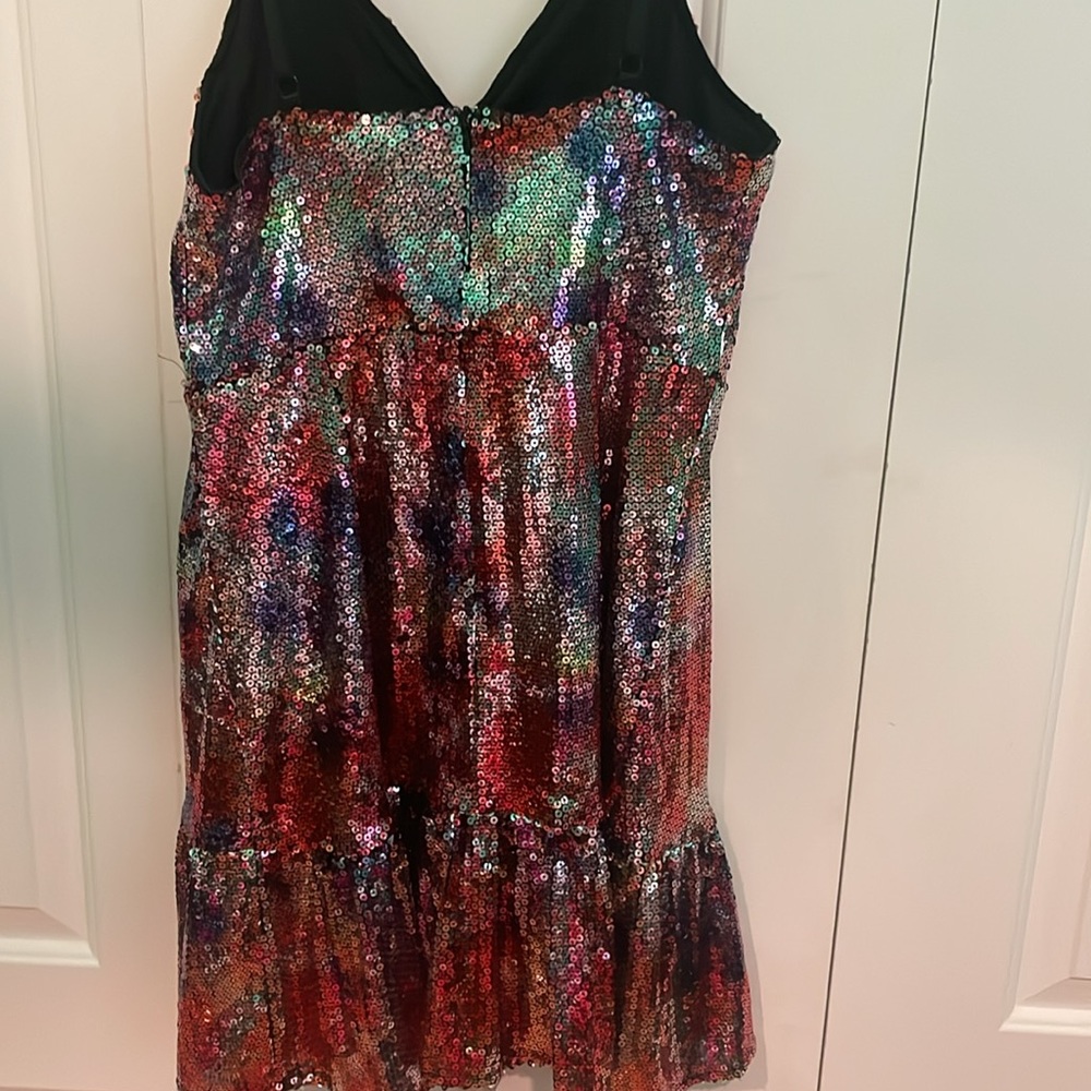 Southern Fried Chic Multi Colored Sequin Dress Ne… - image 3